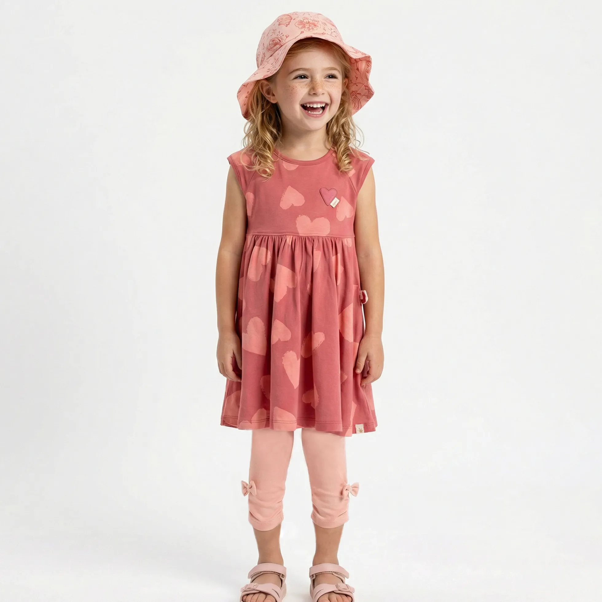 Kinder Capri-Leggings seitlich gerafft, rosa