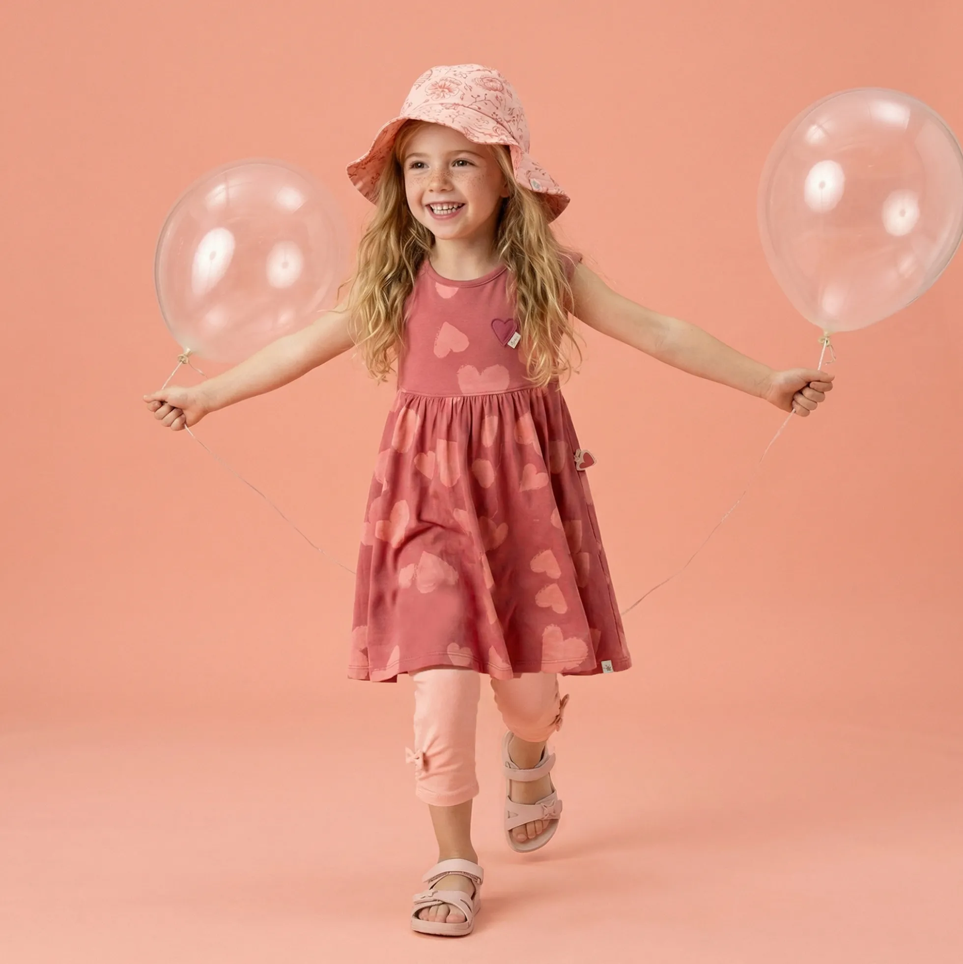 Kinder Capri-Leggings seitlich gerafft, rosa