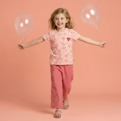Kinder Culotte mit Vogel Motiv, rosarot