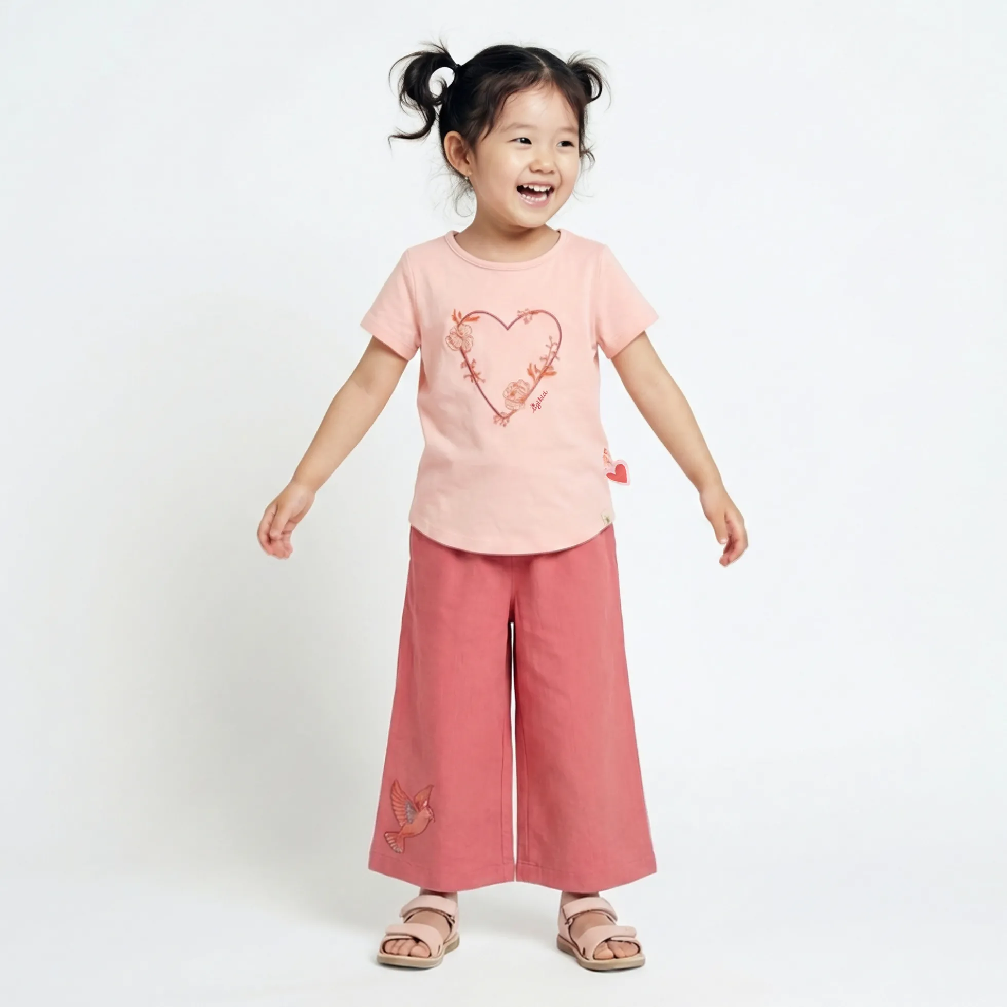 Kinder Culotte mit Vogel Motiv, rosarot