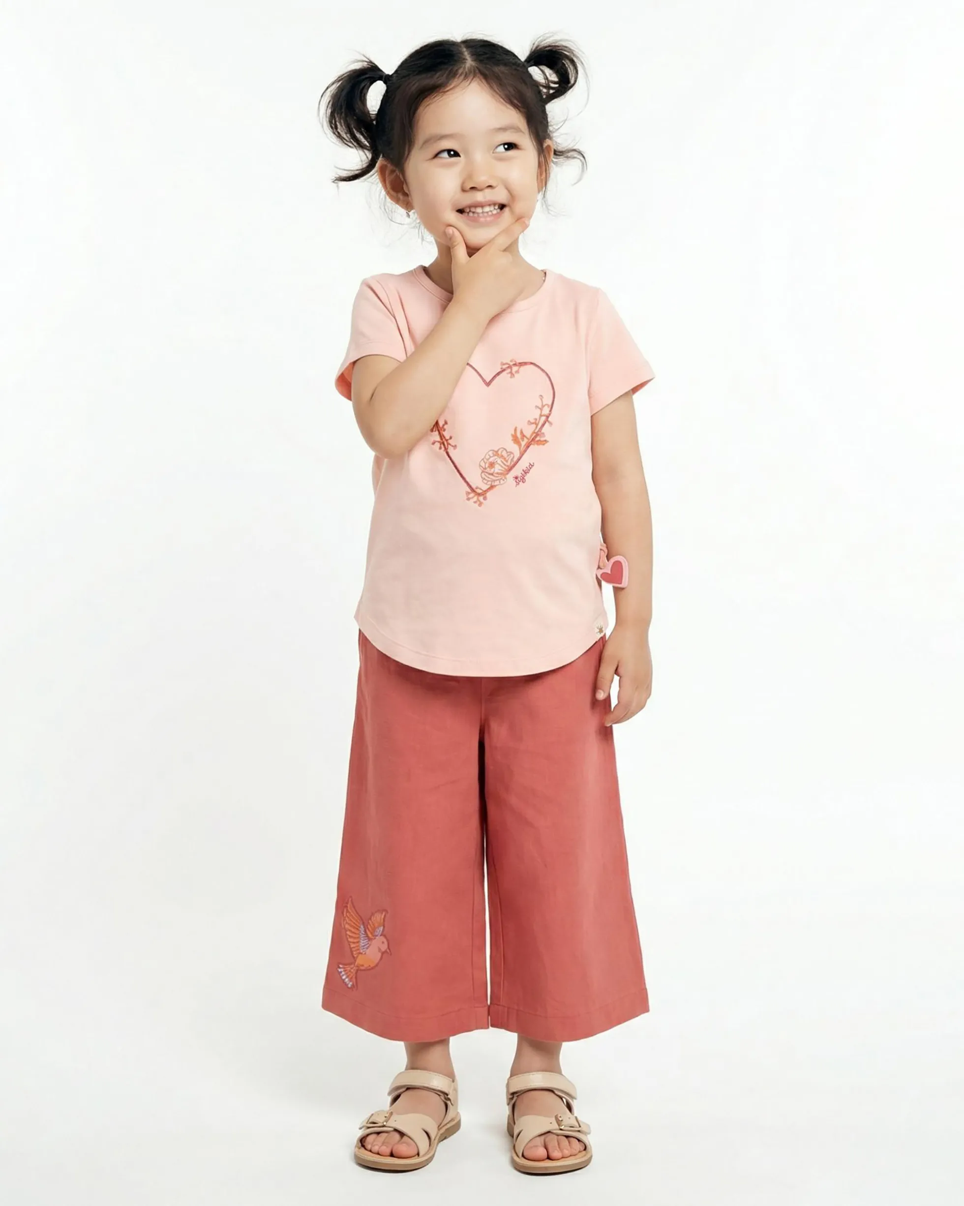 Kinder Culotte mit Vogel Motiv, rosarot