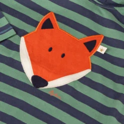 Kinder Kapuzen Langarmshirt Fuchs, grün/blau gestreift