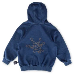 Kinder Kapuzen Sweatjacke Denim Optik Klecks, dunkelblau