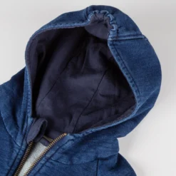 Kinder Kapuzen Sweatjacke Denim Optik Klecks, dunkelblau