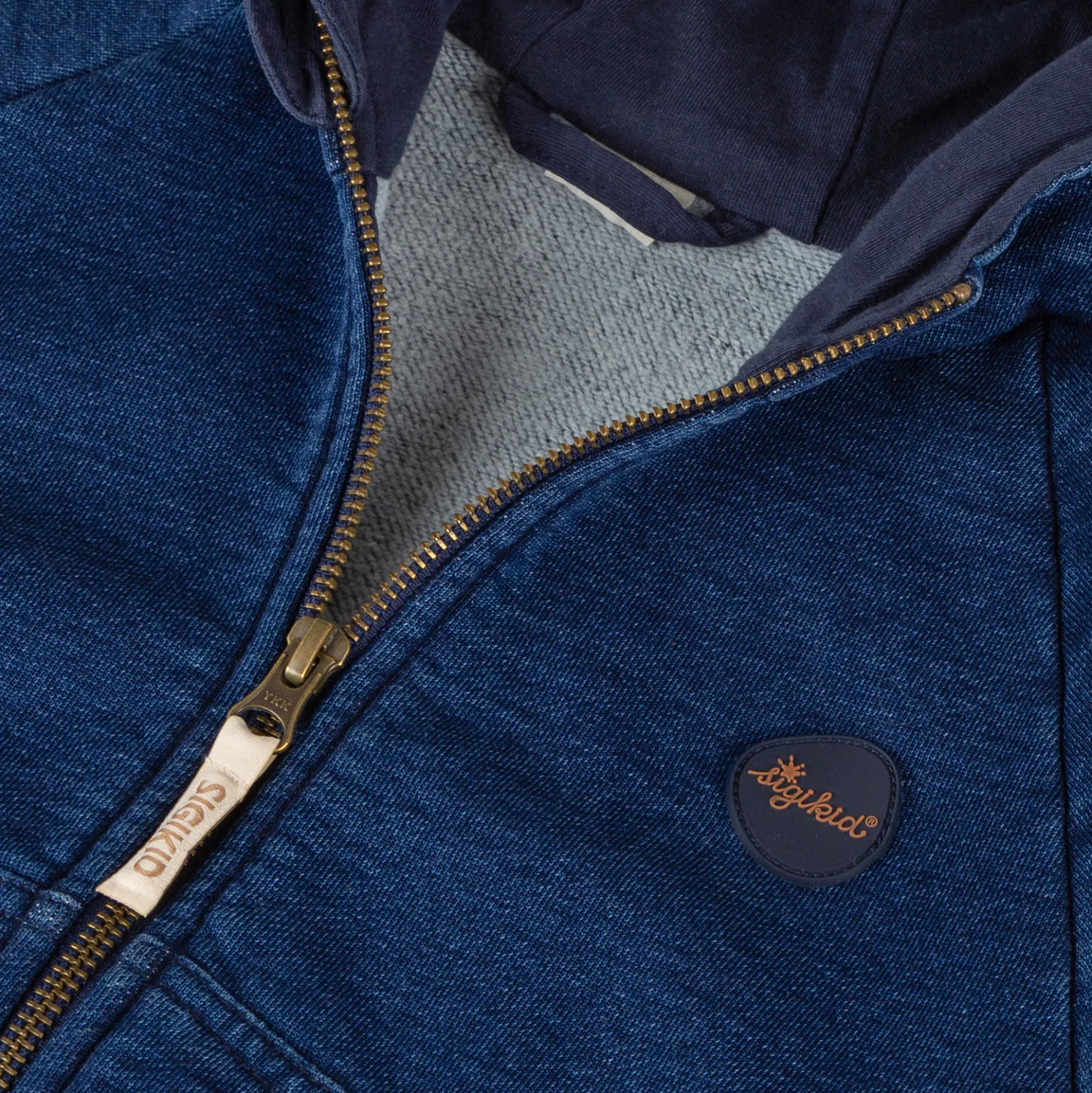 Kinder Kapuzen Sweatjacke Denim Optik Klecks, dunkelblau