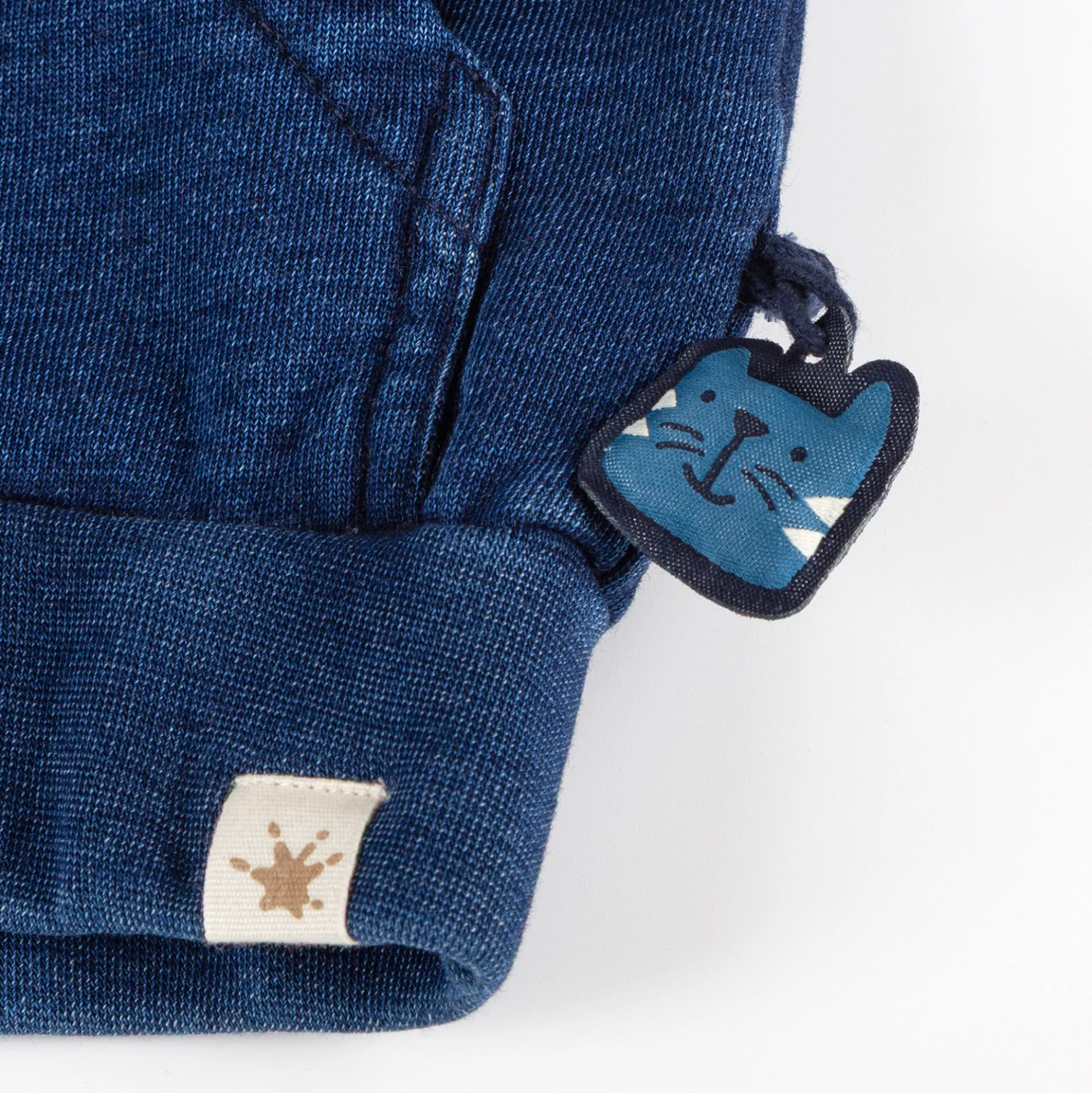 Kinder Kapuzen Sweatjacke Denim Optik Klecks, dunkelblau
