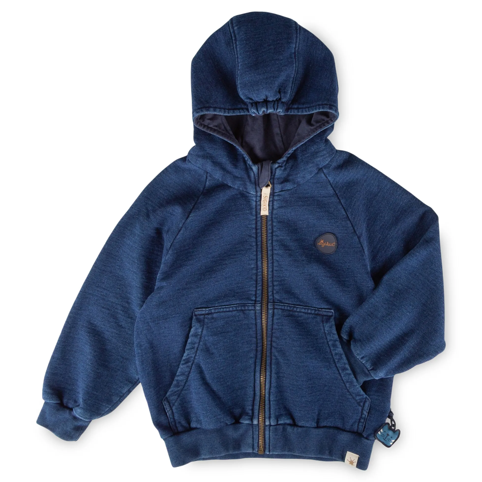 Kinder Kapuzen Sweatjacke Denim Optik Klecks, dunkelblau