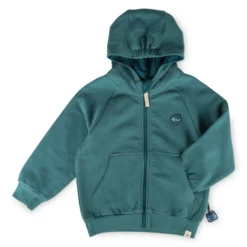 Kinder Kapuzen Sweatjacke Klecks, petrolblau