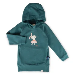 Kinder Kapuzen Sweatkleid Ballerina, petrolblau