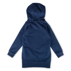 Kinder Kapuzen Sweatkleid Denim Optik bunt bestickt, dunkelblau