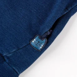 Kinder Kapuzen Sweatkleid Denim Optik bunt bestickt, dunkelblau