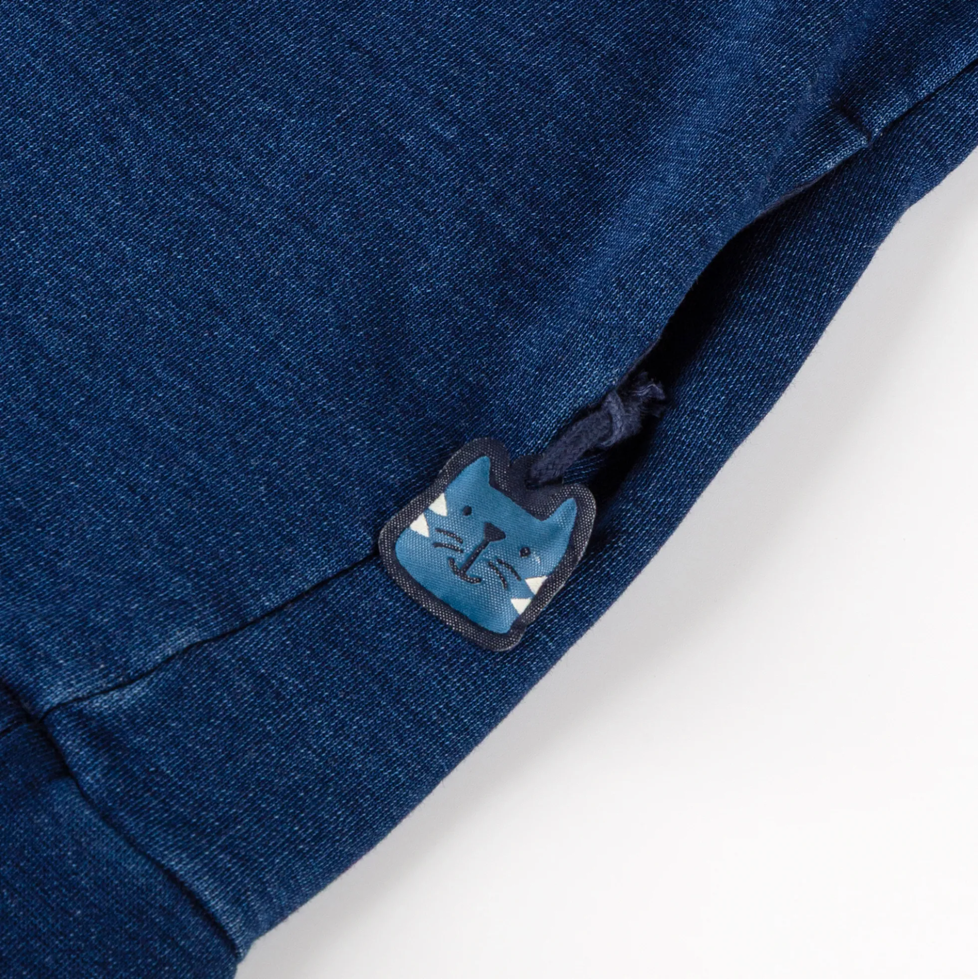 Kinder Kapuzen Sweatkleid Denim Optik bunt bestickt, dunkelblau