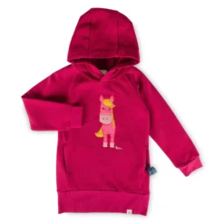Kinder Kapuzen Sweatkleid Pferd, pink