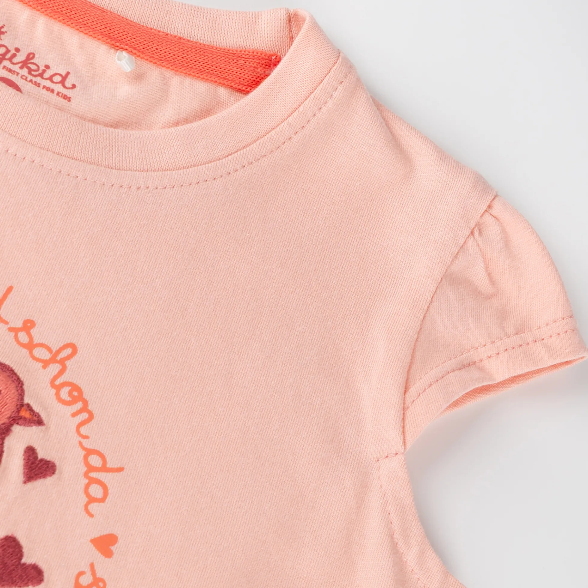 Kinder Kleid mit Vogel Motiv und 2-stufigen Volant, rosa