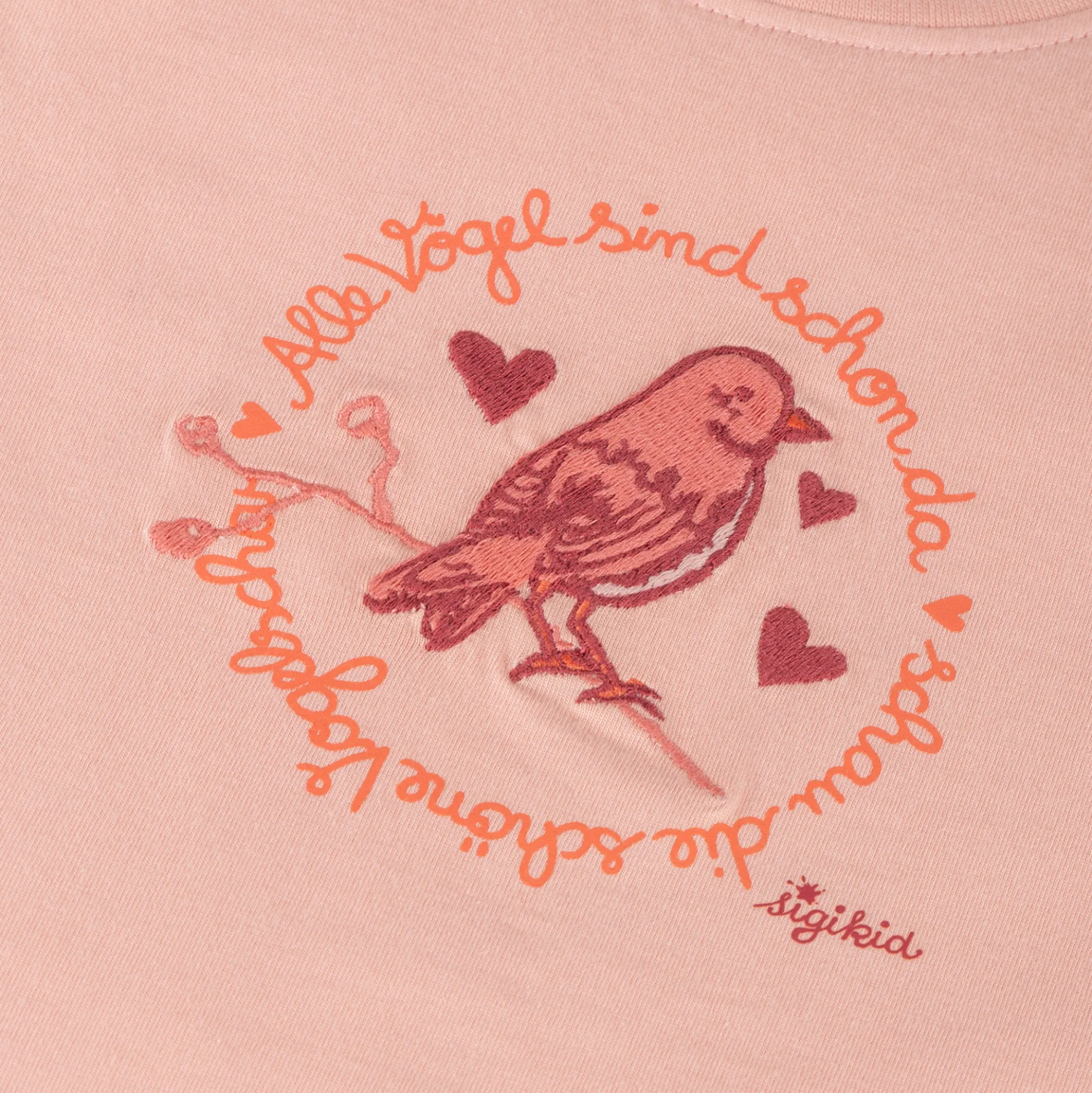 Kinder Kleid mit Vogel Motiv und 2-stufigen Volant, rosa