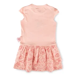 Kinder Kleid mit Vogel Motiv und 2-stufigen Volant, rosa