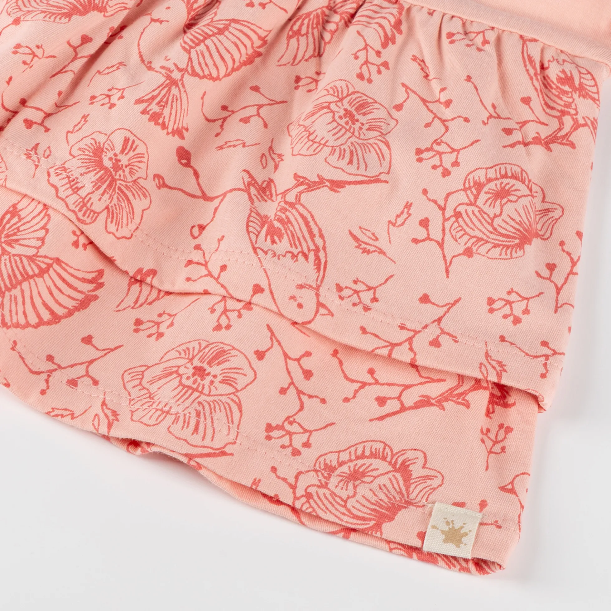Kinder Kleid mit Vogel Motiv und 2-stufigen Volant, rosa