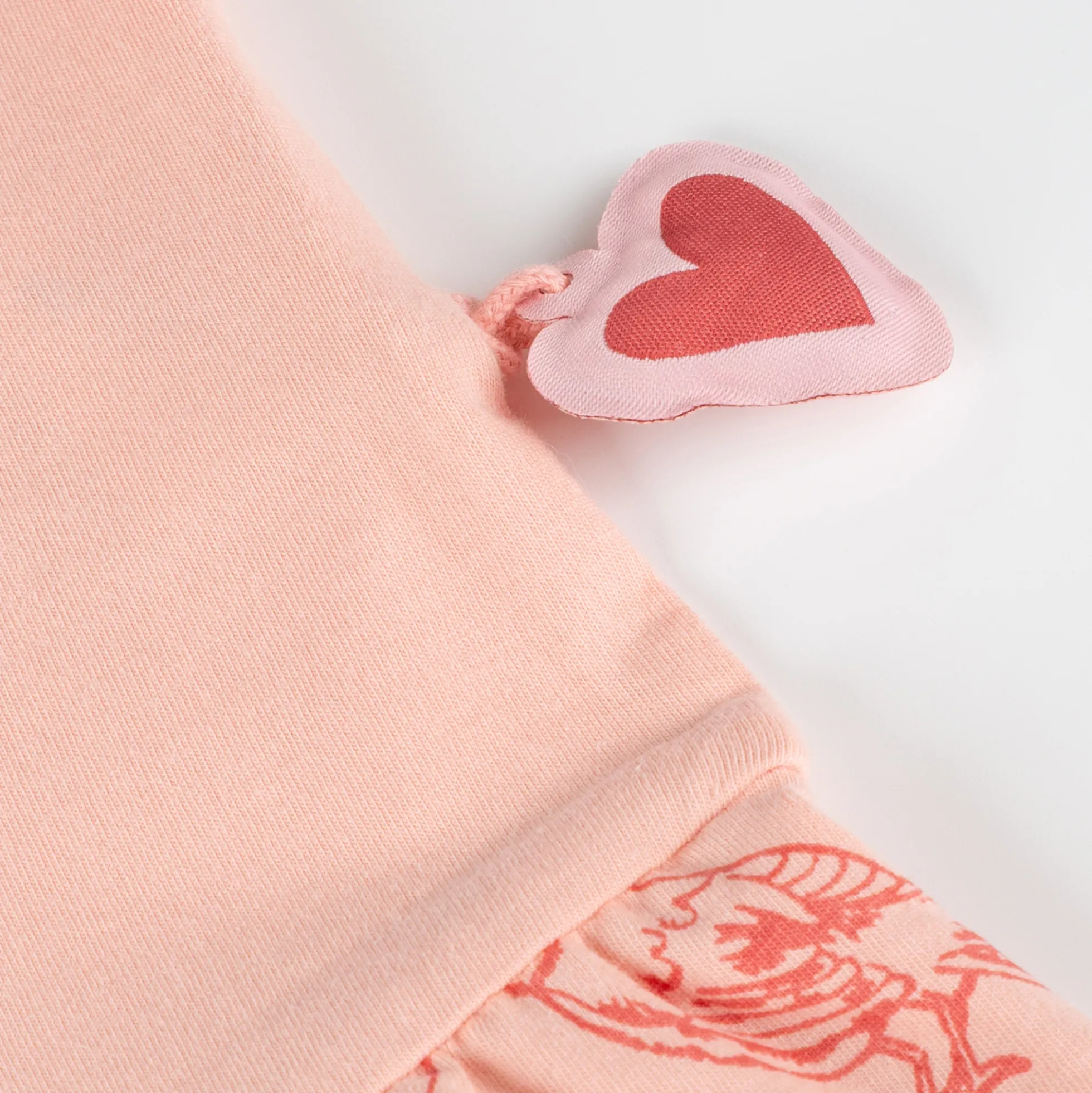 Kinder Kleid mit Vogel Motiv und 2-stufigen Volant, rosa