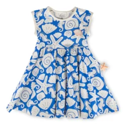 Kinder Kleid Strand, blau mit weiß