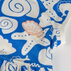 Kinder Kleid Strand, blau mit weiß