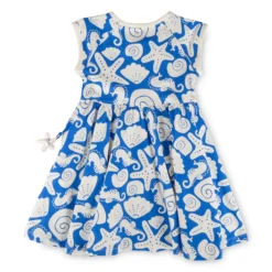 Kinder Kleid Strand, blau mit weiß