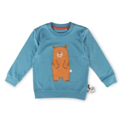Kinder Langarmshirt Bär, blau