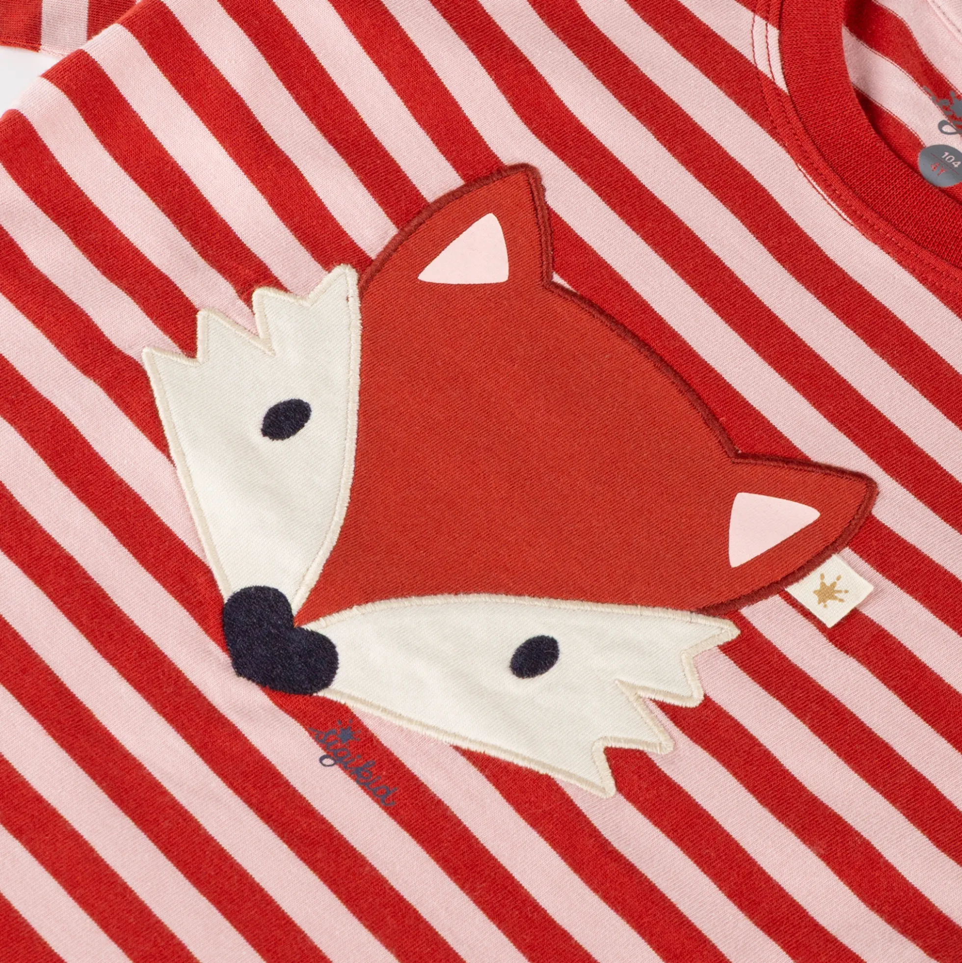 Kinder Langarmshirt Fuchs, rosa/rot gestreift