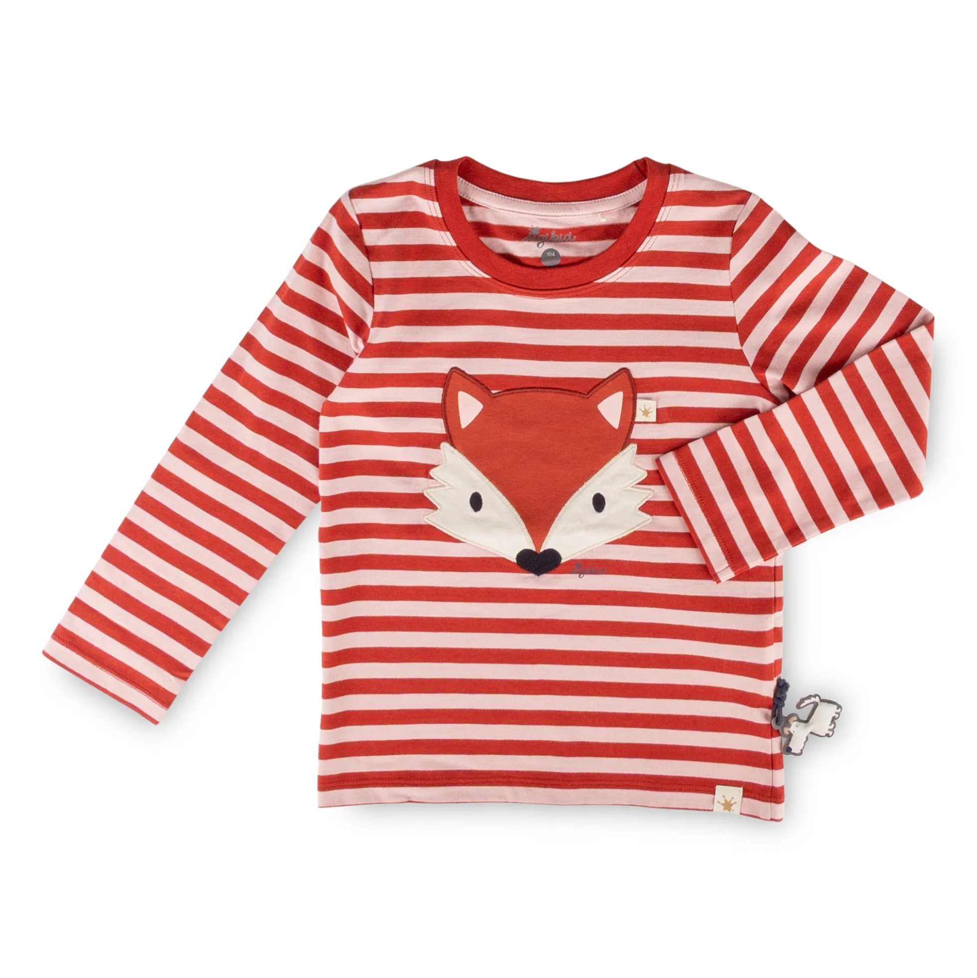 Kinder Langarmshirt Fuchs, rosa/rot gestreift