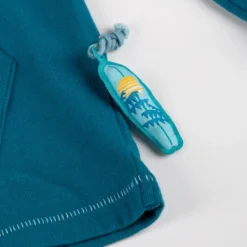 Kinder Langarmshirt Hai mit Kapuze, blaugrün