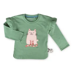 Kinder Langarmshirt Katze, grün