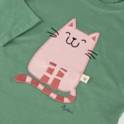 Kinder Langarmshirt Katze, grün
