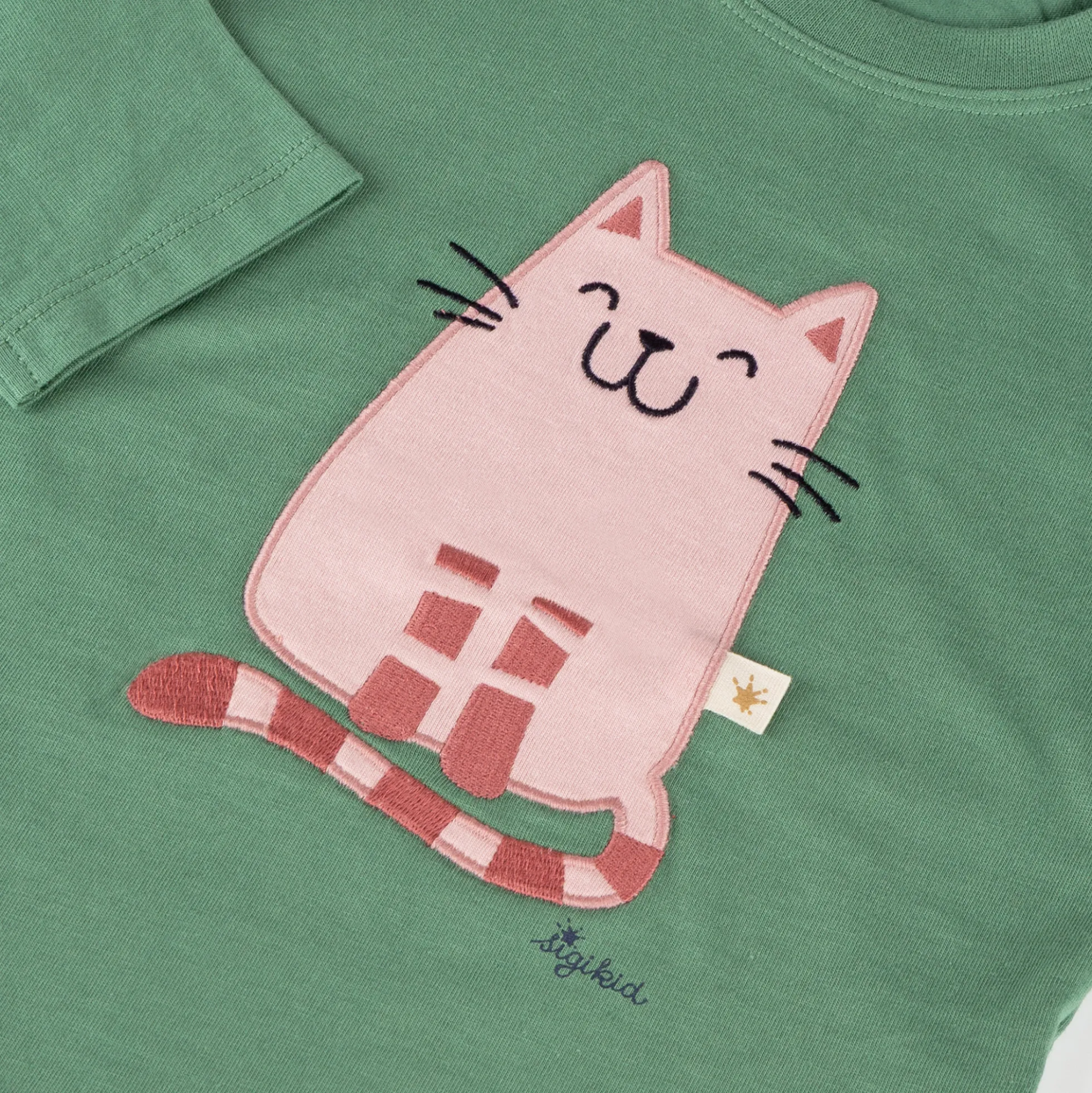 Kinder Langarmshirt Katze, grün