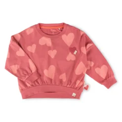 Kinder Langarmshirt mit Herzchen Print, rosarot
