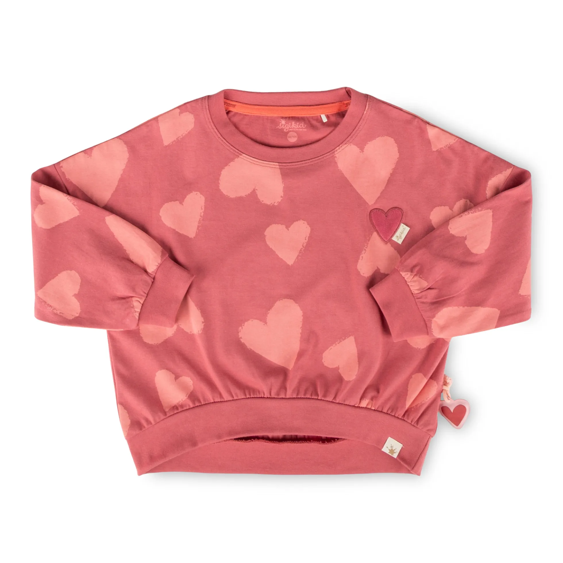 Kinder Langarmshirt mit Herzchen Print, rosarot