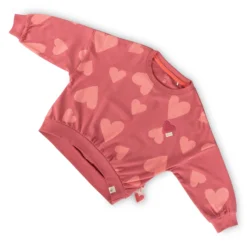 Kinder Langarmshirt mit Herzchen Print, rosarot
