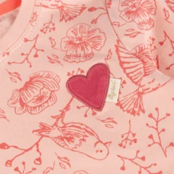 Kinder Langarmshirt mit Vogel Print und Herzchen, rosa