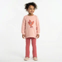 Kinder Leggings boot-cut mit Kräuselsaum, rosarot