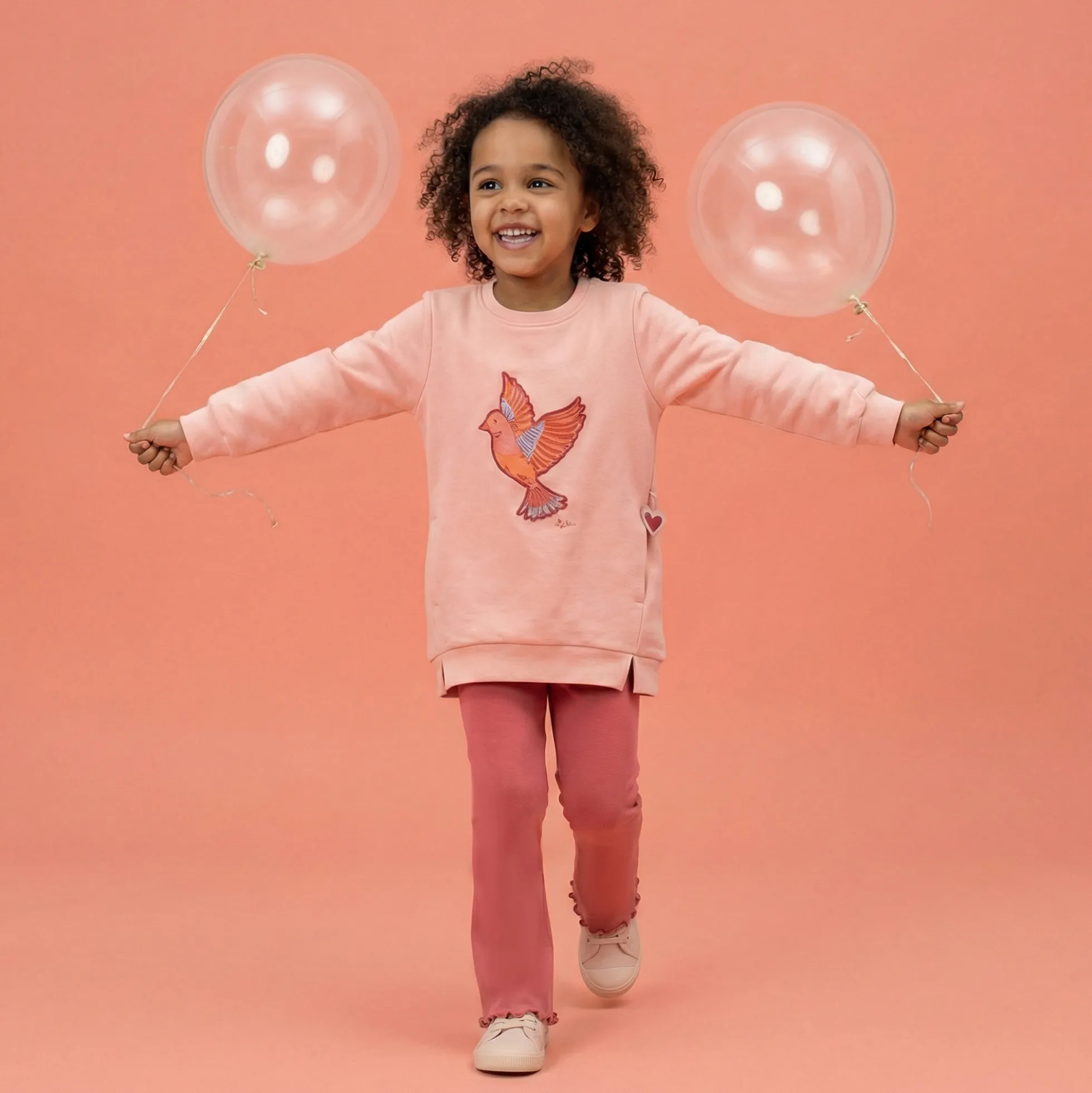 Kinder Leggings boot-cut mit Kräuselsaum, rosarot