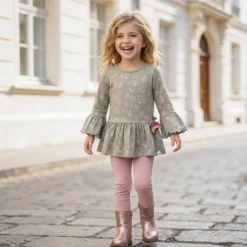 Kinder Longshirt Tunika mit Volants, Petit Croissant