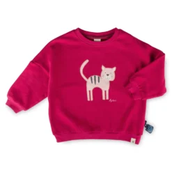 Kinder Oversized Sweatshirt Katze, pink