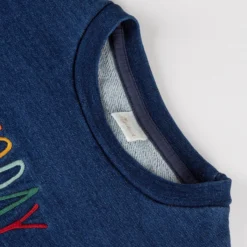 Kinder Oversized Sweatshirt denim Optik bunt bestickt, dunkelblau