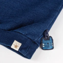 Kinder Oversized Sweatshirt denim Optik bunt bestickt, dunkelblau