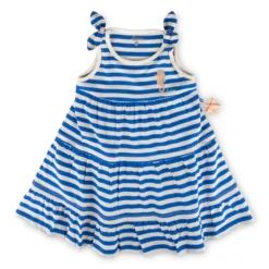 Kinder Ringel Kleid Seepferdchen,blau-weiß
