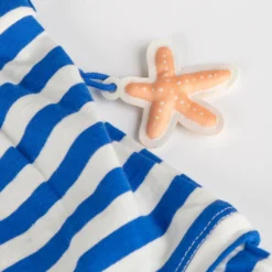 Kinder Ringel Kleid Seepferdchen,blau-weiß
