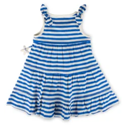 Kinder Ringel Kleid Seepferdchen,blau-weiß
