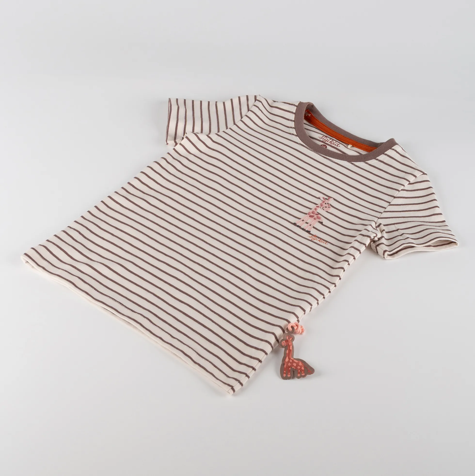 Kinder Ringel T-Shirt Giraffe, braun/weiß