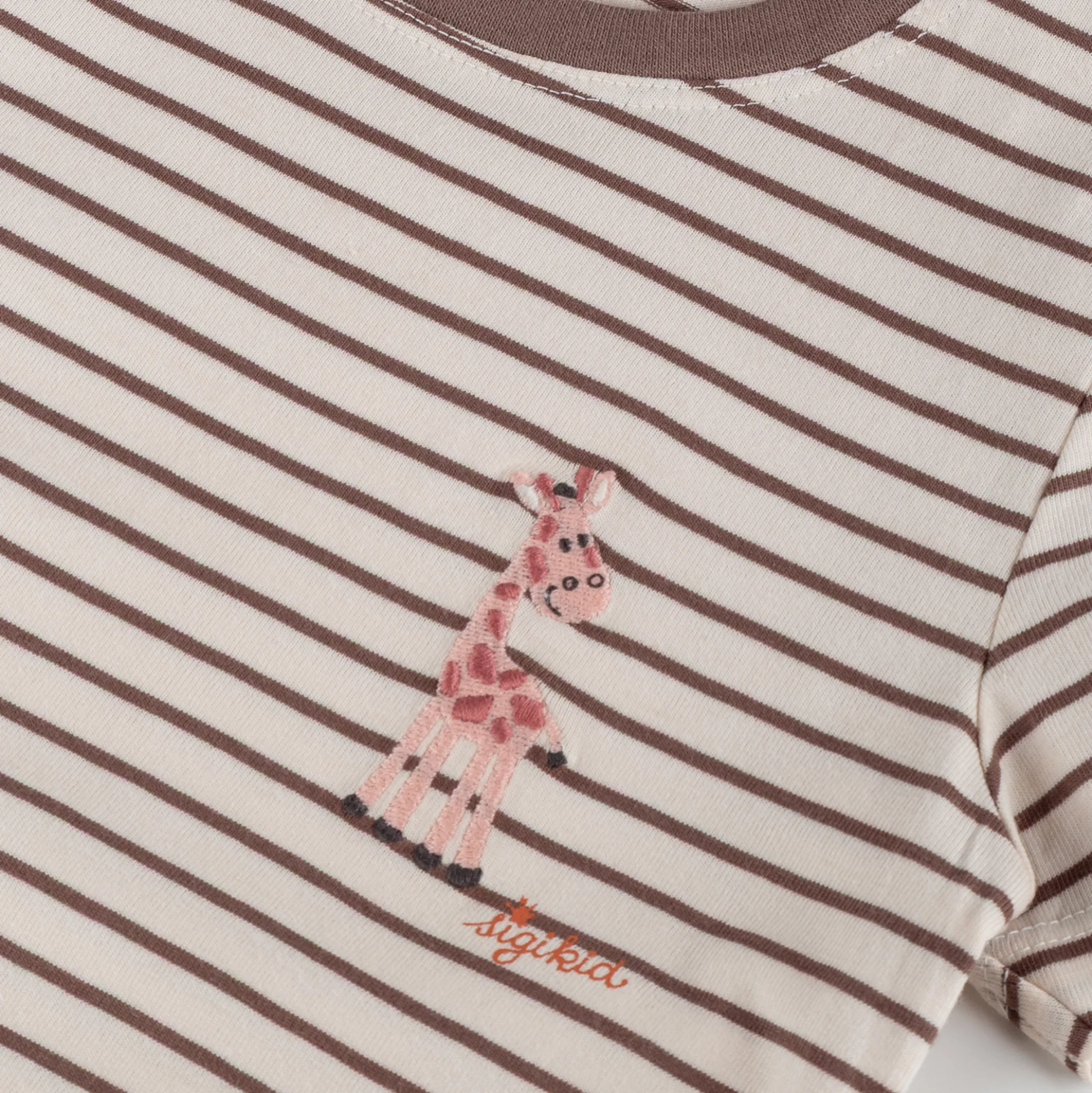 Kinder Ringel T-Shirt Giraffe, braun/weiß