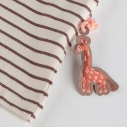 Kinder Ringel T-Shirt Giraffe, braun/weiß