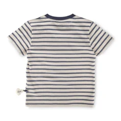 Kinder Ringel T-Shirt mit Kompass Patch, blau-weiß