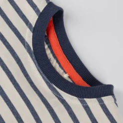 Kinder Ringel T-Shirt mit Kompass Patch, blau-weiß